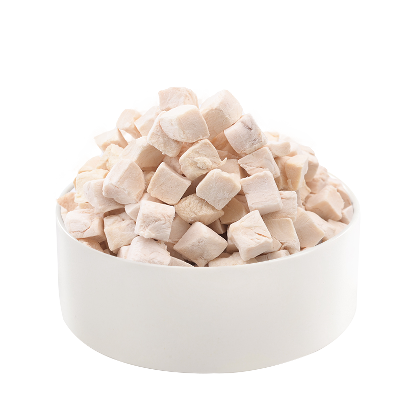 Freeze-dried chicken cubes